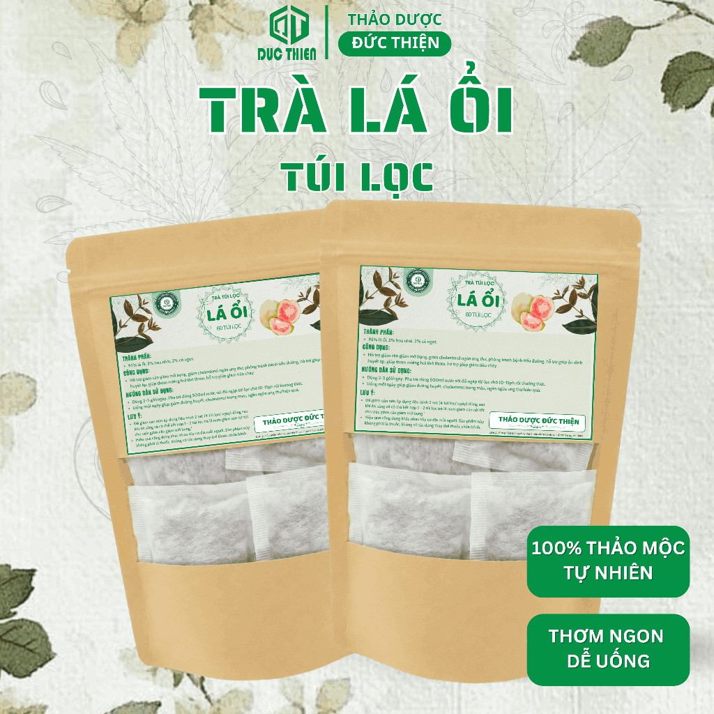Trà Lá Ổi Túi Lọc Đức Thiện (Set 30 Túi Lọc) - Hỗ Trợ Giảm Cân, Tiểu Đường, Giảm Cholesterol
