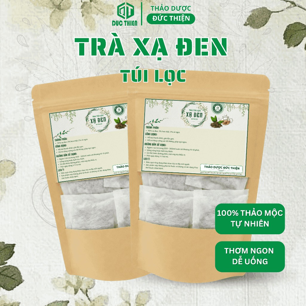 Trà Túi Lọc Xạ Đen Đức Thiện (Set 30 Túi Lọc) - Ổn Định Huyết Áp, Hạ Mỡ Máu, Giải Độc Gan