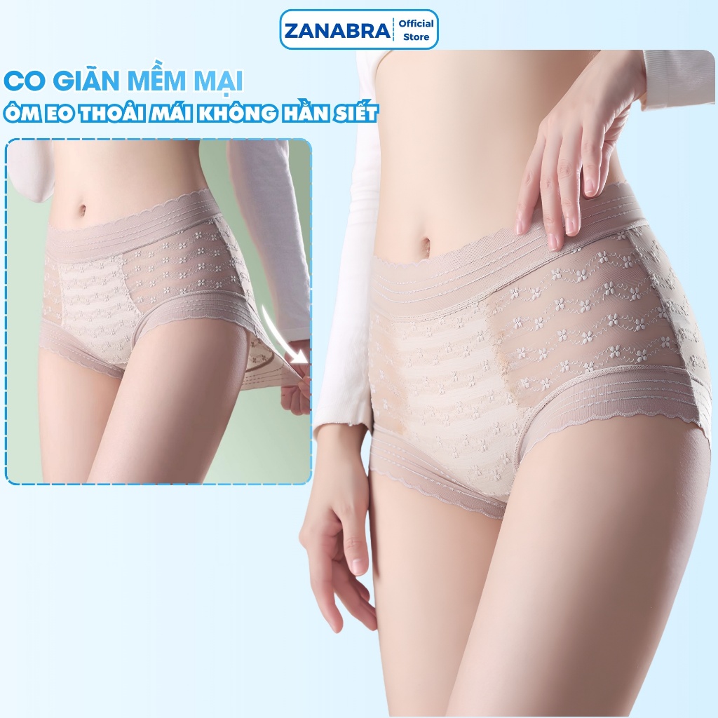 Quần Lót Nữ Ren Siêu Mỏng Gợi Cảm - Quần Chip Nữ Cạp Cao Mềm Mại ZANABRA L5505