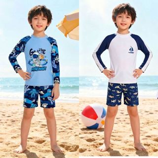 Đồ BơI Bé Trai MùA Hè MớI: áO + QuầN, VảI Polyester ChốNg NắNg Khô đồ BơI Em Bé Trai