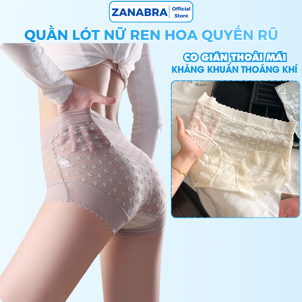 Quần Lót Nữ Xuyên Thấu Gợi Cảm - Quần Chip Nữ Ren Mền Mịn Co Dãn Cạp Cao ZANABRA L5505