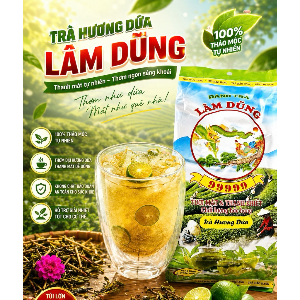 Trà Dứa Lâm Dũng ( 1 gói tặng kèm 2 muỗng inox304)