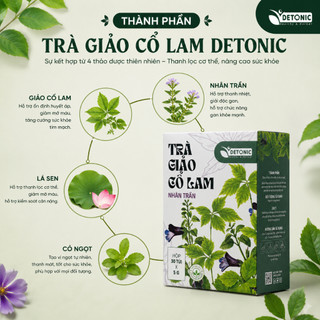 Trà giảo cổ lam DETONIC hỗ trợ ổn định huyết áp, bảo vệ tim mạch, kiểm soát đường huyết, thành phần thiên nhiên