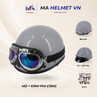 Mũ bảo hiểm nửa đầu 1/2 trơn MA HELMETS – Mũ nhẹ thoải mái đi làm đi học hằng ngày