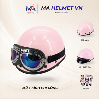 Mũ bảo hiểm nửa đầu 1/2 trơn MA HELMETS – Mũ nhẹ thoải mái đi làm đi học hằng ngày