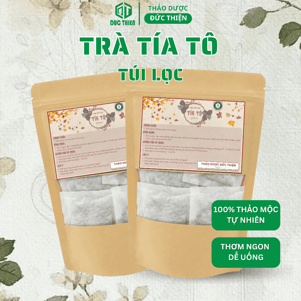 Trà Tía Tô Túi Lọc Đức Thiện (30 Gói) - Hỗ Trợ Gout, Đau Nhức Xương Khớp, Giải Cảm, Căng Thẳng