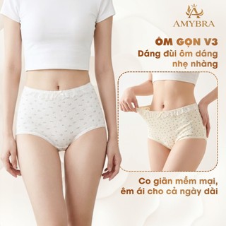 Combo Quần Lót Nữ Cotton Họa Tiết Hoa Nhí, Set Quần Chip Nữ Dáng Đùi Kháng Khuẩn AMYBRA L5522