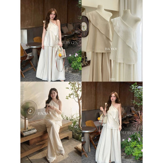 [ẢNH THẬT] SET ĐŨI VÂN LỆCH VAI QUẦN ỐNG RỘNG SDVLVQ