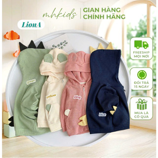 Áo Khoác Chống Nắng LionA Cho Bé Khủng Long Có Mũ Tai Gai Mềm Mát Bé Trai Bé Gái 6-35kg