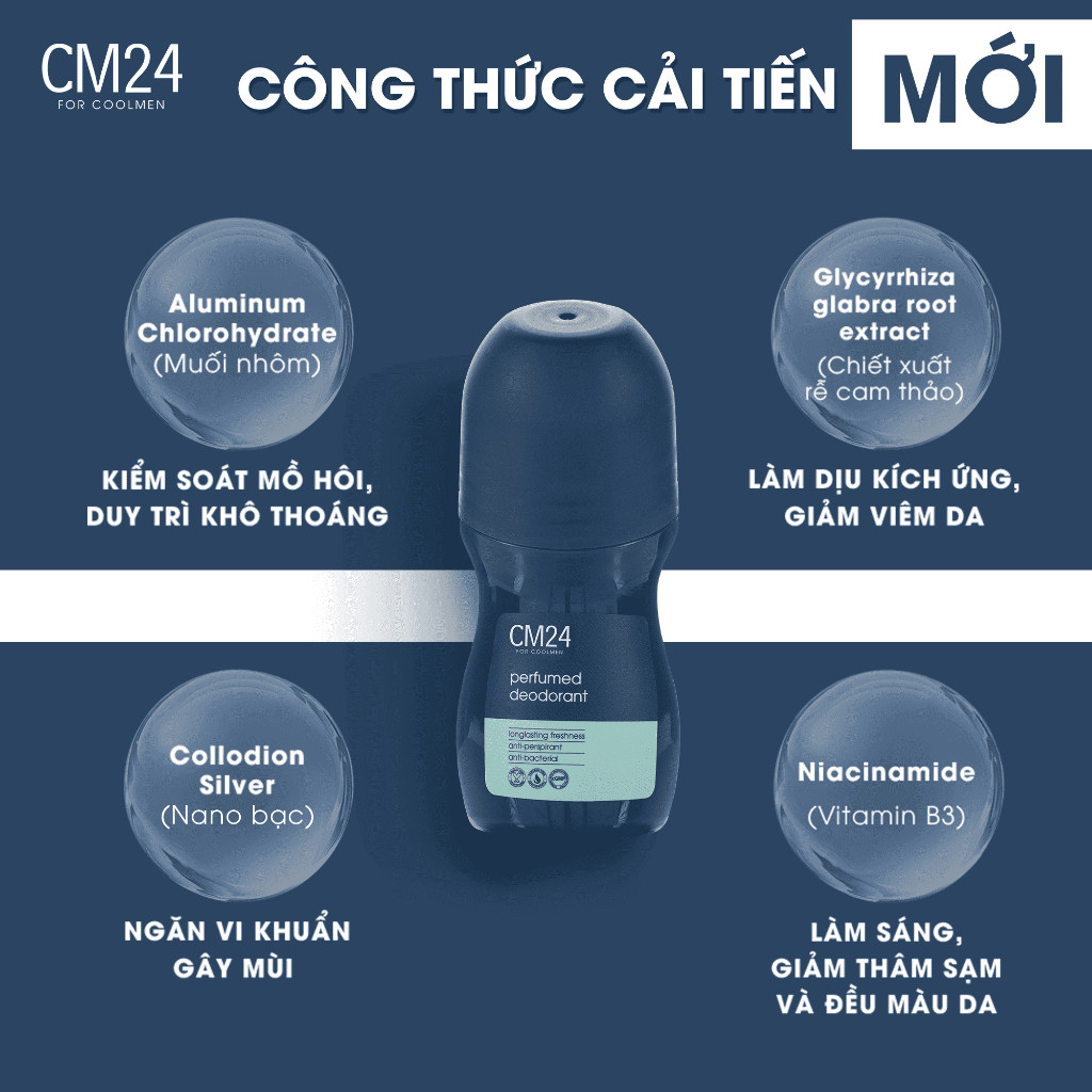 Lăn Khử Mùi Nam CM24 50g Ngăn Tiết Mồ Hôi 24h