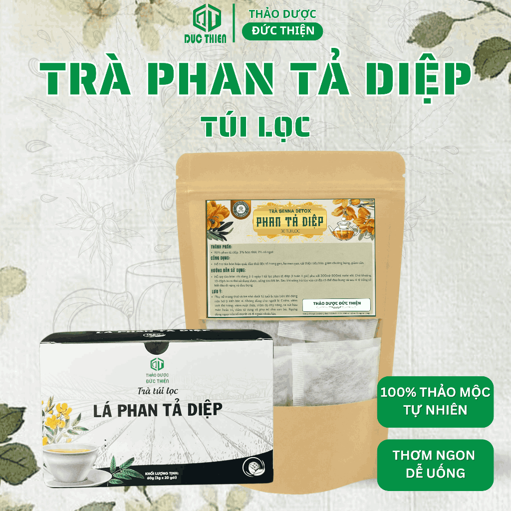 Trà Túi Lọc Phan Tả Diệp Đức Thiện (Set 30 Túi Lọc)- Hỗ Trợ Táo Bón, Nhuận Tràng Giảm Cân, Giữ Dáng