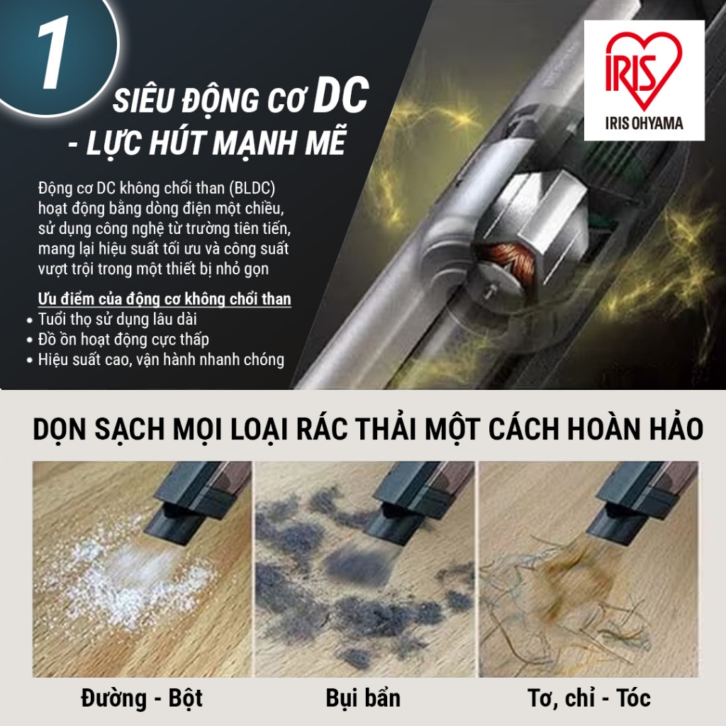 Máy hút bụi cầm tay không dây IRIS OHYAMA HCD‑A2 – Nhỏ gọn, lực hút mạnh, hút bụi hiệu quả