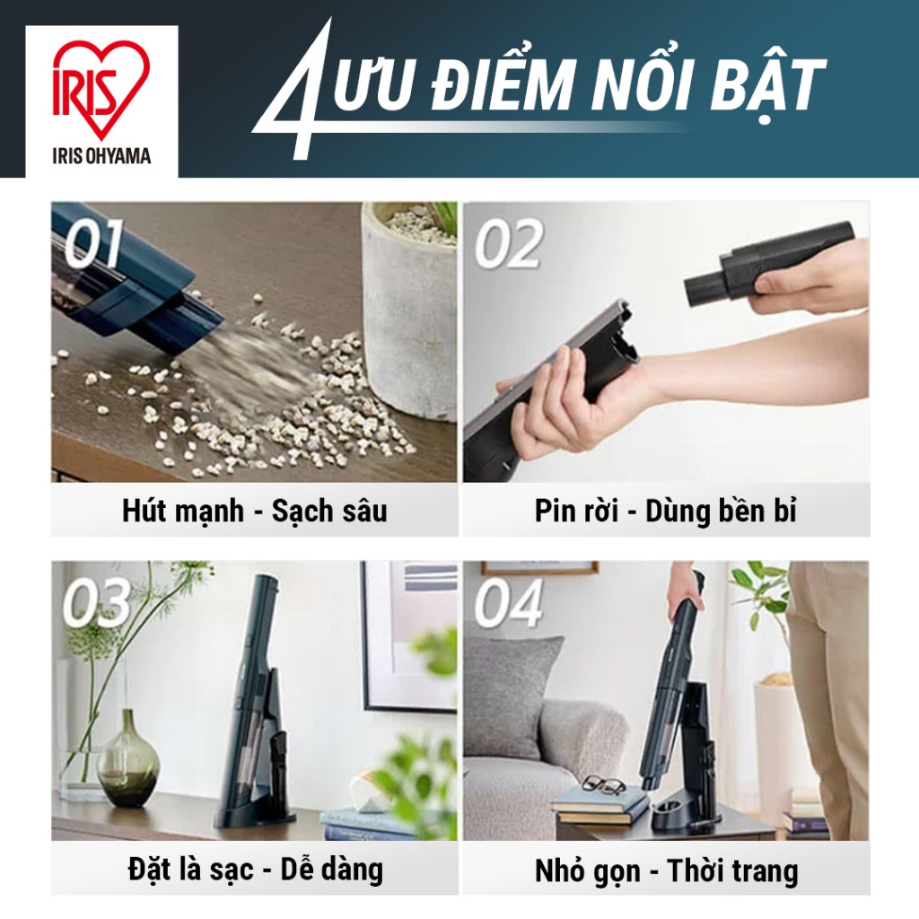 Máy hút bụi cầm tay không dây IRIS OHYAMA HCD‑A2 – Nhỏ gọn, lực hút mạnh, hút bụi hiệu quả