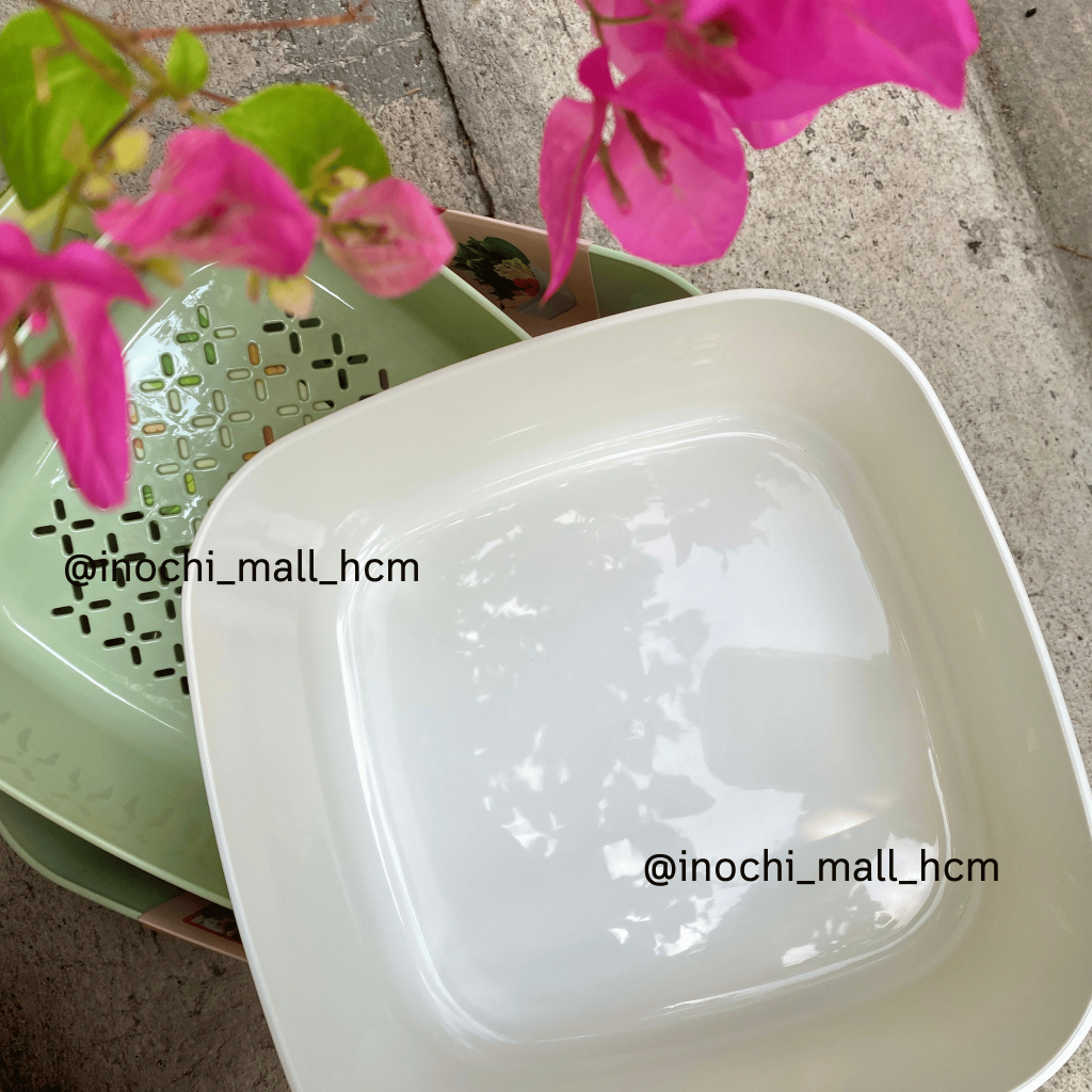 [MỚI] Bộ thau rổ 2 TẦNG Yoko đựng/rửa thực phẩm chịu nhiệt -20-100*C, dáng vuông cho căn bếp gọn gàng