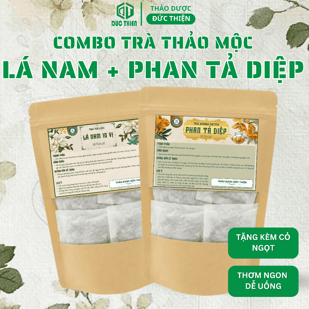 TRÀ THẢO MỘC ĐỨC THIỆN (Gồm Trà Lá Phan Tả Diệp & Trà Lá Nam 10 Vị)