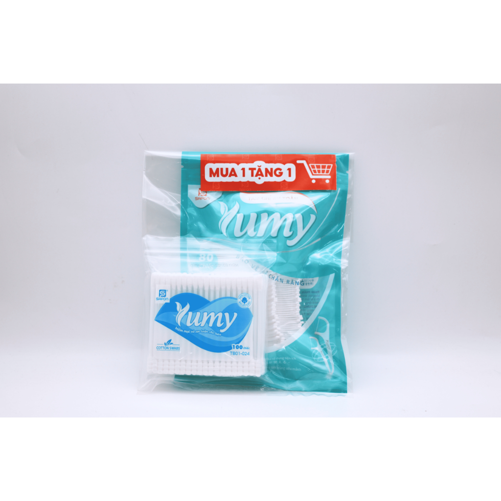 [MUA 1 TẶNG 1] Túi 80 chiếc Tăm chỉ nha khoa an toàn YUMY - Tặng 1 gói Tăm bông 100 que thân nhựa