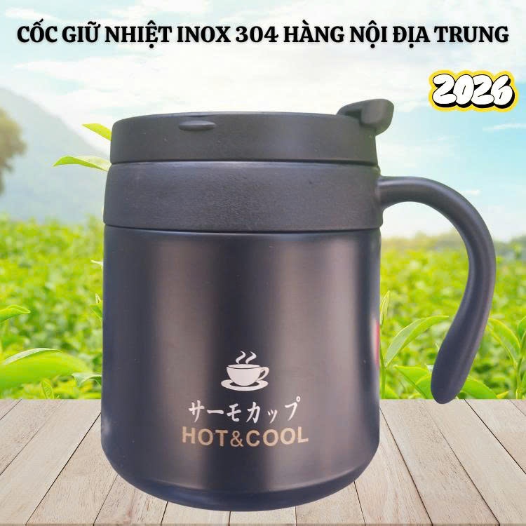 Cốc giữ nhiệt Inox 304 dung tích lớn cốc có coi có nắp uống trà tiện lợi giữ nhiệt tốt