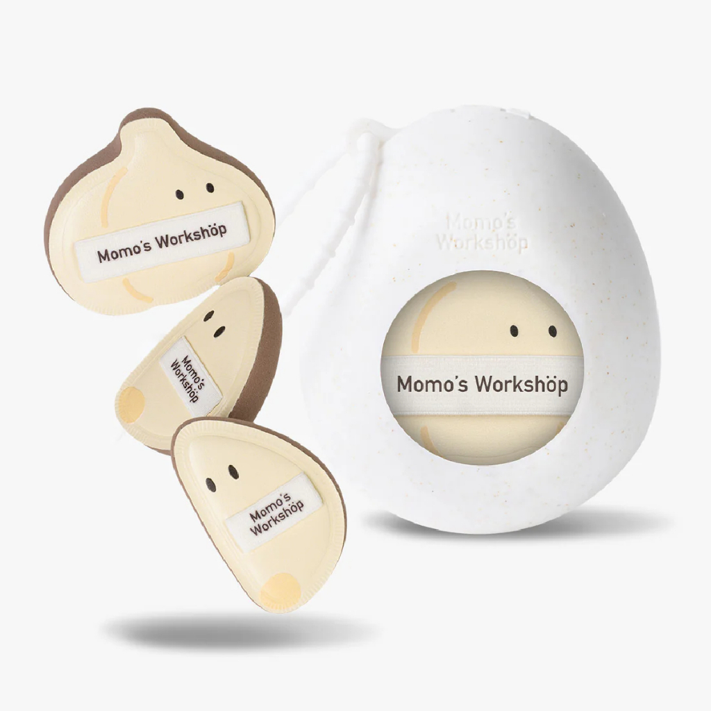 Bông Mút Trang Điểm Củ Tỏi Momo's Workshop Bento Buddies Airy Mallow Puff Trio - Garlic Crew Dry Use (3pcs)