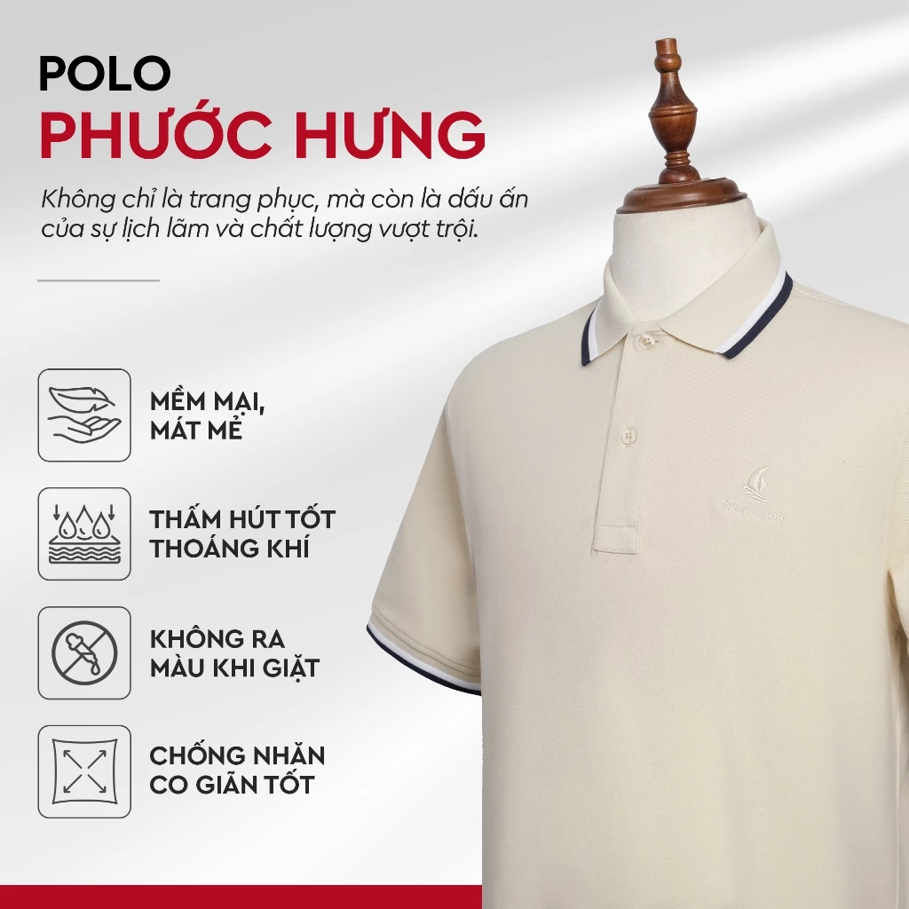 [Tặng Hộp Quà] Áo polo nam cao cấp có cổ Phước Hưng, Áo thun polo vải cá sấu thoáng mát