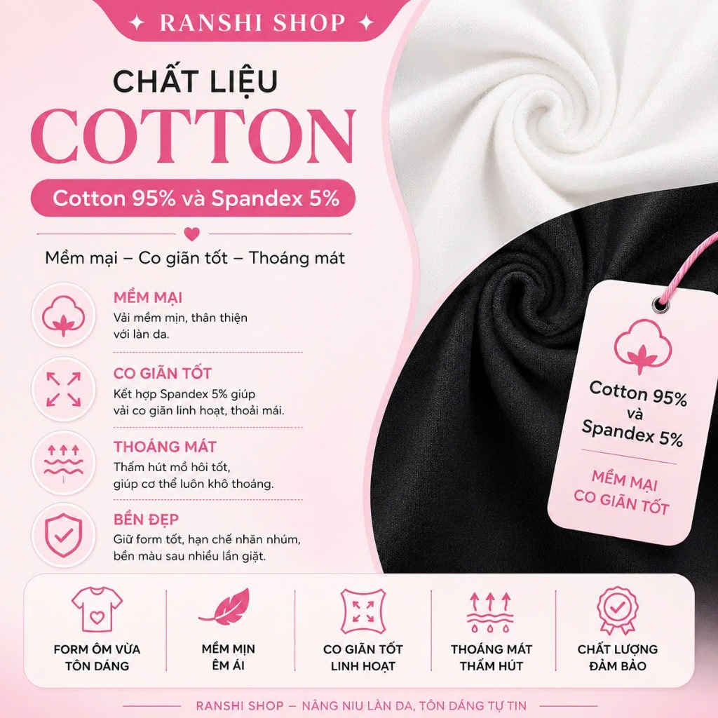 [CÓ SIZE] Áo Yếm Cổ V Khoét Sâu Ôm Dáng RANSHI Nhún Eo Chất Cotton Mềm Mát - RA366