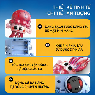 Đồ Chơi Bạch Tuộc, Mực Nhảy Múa Phát Sáng Đẹp Mắt, Âm Thanh Vui Nhộn Di Chuyển Thông Minh Chuyển Hướng Khi Gặp Vật Cản