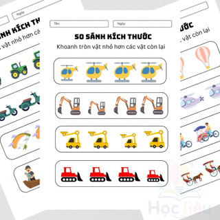 Phiếu Bài Tập Quan Sát Và So Sánh Kích Thước Cho Bé 3-6 Tuổi Rèn Quan Sát Và Tập Trung