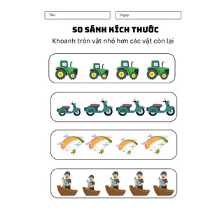 Phiếu Bài Tập Quan Sát Và So Sánh Kích Thước Cho Bé 3-6 Tuổi Rèn Quan Sát Và Tập Trung