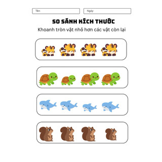 Phiếu Bài Tập Quan Sát Và So Sánh Kích Thước Cho Bé 3-6 Tuổi Rèn Quan Sát Và Tập Trung