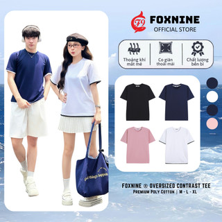 Áo Thun Nam Nữ FOXNINE Cổ Tròn Phối Viền Dáng Rộng Vải Cotton Co Giãn Oversized Contrast Tee