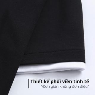 Áo Thun Nam Nữ FOXNINE Cổ Tròn Phối Viền Dáng Rộng Vải Cotton Co Giãn Oversized Contrast Tee