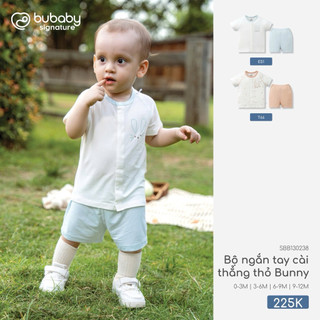 0-9m | Bubaby Bộ ngắn tay cài thẳng thỏ Bunny SBB130238 chất liệu cao cấp, mềm mại, mỏng nhẹ, thoáng mát cho bé trai gái