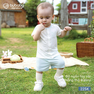 0-9m | Bubaby Bộ ngắn tay cài thẳng thỏ Bunny SBB130238 chất liệu cao cấp, mềm mại, mỏng nhẹ, thoáng mát cho bé trai gái