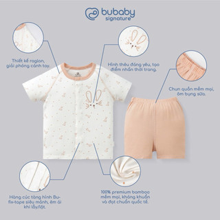 0-9m | Bubaby Bộ ngắn tay cài thẳng thỏ Bunny SBB130238 chất liệu cao cấp, mềm mại, mỏng nhẹ, thoáng mát cho bé trai gái