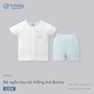 0-9m | Bubaby Bộ ngắn tay cài thẳng thỏ Bunny SBB130238 chất liệu cao cấp, mềm mại, mỏng nhẹ, thoáng mát cho bé trai gái