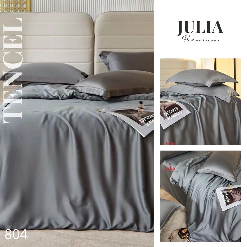 Bộ Chăn Ga Gối Lụa Tencel 100% Gỗ Sồi Cao Cấp Julia- Mềm Mịn, Mát Lạnh, Ga Giường Bọc Thun -SIZE 2Mx2M2 – Nhiều Màu J9HD