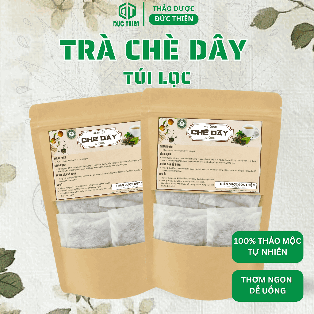 Chè Dây Túi Lọc Đức Thiện (Set 30 Túi Lọc) -  Hỗ Trợ Đau Dạ Dày, Trào Ngược Dạ Dày