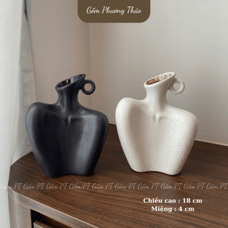 Bình Hoa Tượng Cô Gái Decor Chất Liệu Gốm Sứ