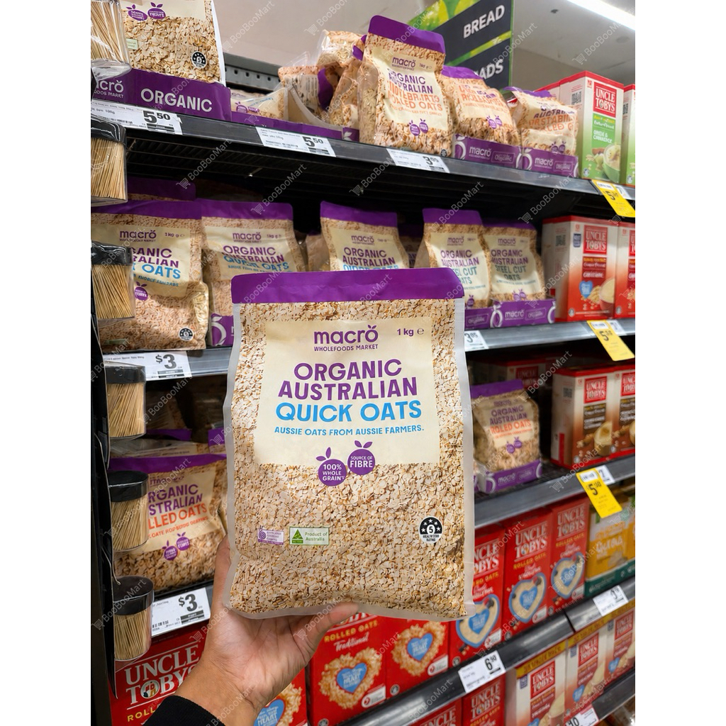 [ÚC] Yến mạch hữu cơ Úc Macro Organic Australian Quick Oats & Rolled Oats Happi Phạm 1kg