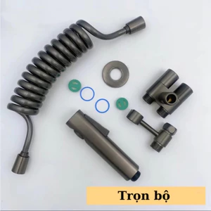 Trọn Bộ Vòi Xịt Vệ Sinh Chất Liệu Đồng Thau, Vòi Xịt Toilet Chia 2 Đầu Nước Đa Năng Có Khóa Màu xám, đen, crom bóng