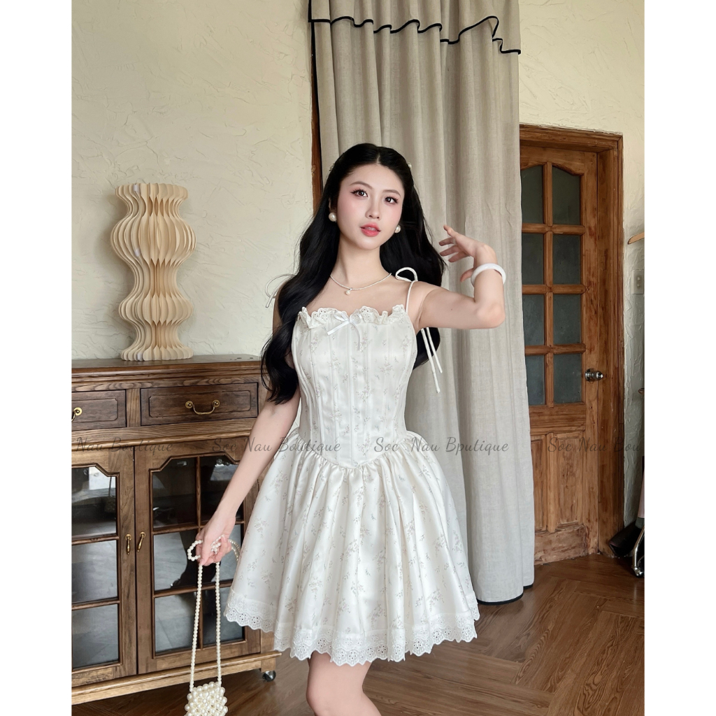 Váy Tùng Xòe Tiểu Thư Hoa Lavender NV744 Váy Bồng Xòe Form Corset Mẫn Tiên
