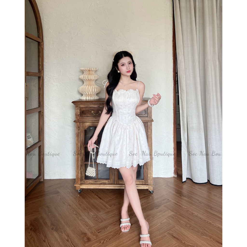 Váy Tùng Xòe Tiểu Thư Hoa Lavender NV744 Váy Bồng Xòe Form Corset Mẫn Tiên