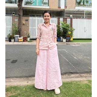 Áo sơ mi nữ Linen Tưng Thêu tay thủ công. JUNE LINEN A04T