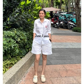 Áo sơ mi nữ Linen Tưng Thêu tay thủ công. JUNE LINEN A04T