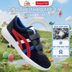 Giày thể thao bé gái UITA quai dán sọc 3 màu, giày cho bé trai thoáng khí tiện lợi đi học D3M