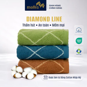 Khăn Tay HM8Z Mollis DIAMOND LINE sợi bông cotton nhập Mỹ, mềm êm thấm hút tốt, khăn tay, lau mặt chăm da chuẩn skincảe