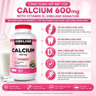 [NHẬP MỸ] Thực phẩm bảo vệ sức khỏe Kirkland Signature Calcium with Vitamin D3 - Hộp 500 viên