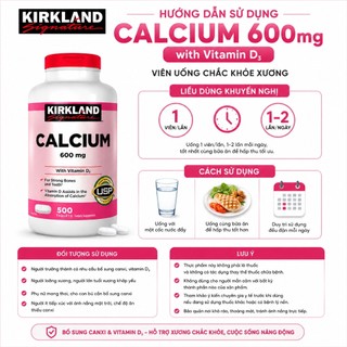 [NHẬP MỸ] Thực phẩm bảo vệ sức khỏe Kirkland Signature Calcium with Vitamin D3 - Hộp 500 viên