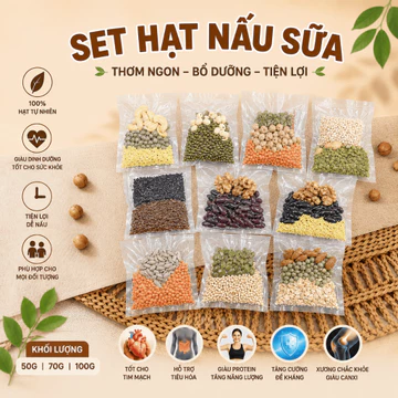 Set 30 gói hạt làm sữa hạt, mix hạt dinh dưỡng hữu cơ, tiện lợi mỗi ngày, hạt sạch, date mới