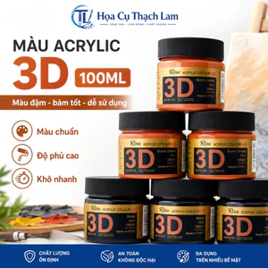 Màu Acrylic 3D Risa 100ml Màu Nước Acrylic Độ Phủ Cao Vẽ Giấy Vải Tường Đồ Handmade