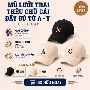 Mũ Lưỡi Trai Thêu Chữ Cái Tên Đủ 21 Chữ Từ A -> Y Nón Kết Chất Kaki Form Unisex Nam Nữ N162
